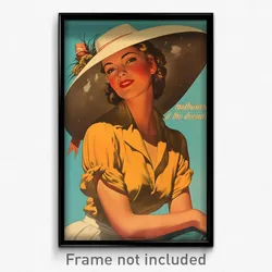 German Movie Poster - Woman Feeling Self Caring, Zesty Large Hat (Art Print)
