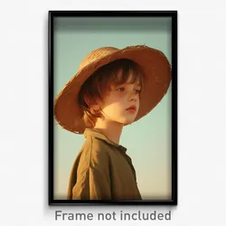 Art Poster - Boy Feeling Enchanted Wearing Aged Two Tone Headwear (Print)