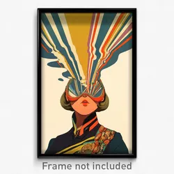 Movie Art Poster - Woman Feeling Offended, Multicolored Striped Headwear (Print)