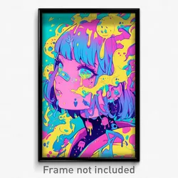 Art Poster - Pink Pizza (Psychedelic Trippy Weird 11x17 Print)