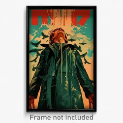 Spanish Movie Poster - Man Feeling Triumphant, Striking Aqua Jacket (Art Print)