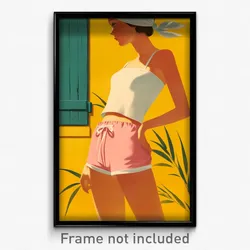 French Movie Poster - Girl Feeling Apathy, Orderly Pink Shorts (Art Print)