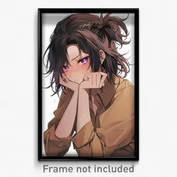Anime Art Poster - Boy Feeling Impatient Wearing Rosy Bat Hair Ornament (Print)