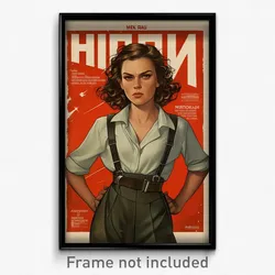 Russian Movie Poster - Girl Feeling Determined, Old Fashioned Suspenders (Print)