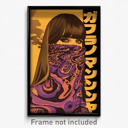 German Movie Poster - Woman Feeling Stubborn, Bulky Purple Scarf (Art Print)
