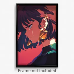 Anime Art Poster - Girl Feeling Glumness Wearing Beautiful Gold Earrings (Print)