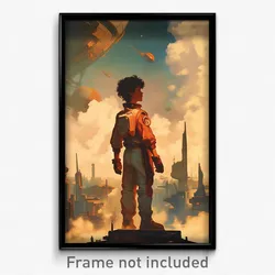 Movie Art Poster - Boy Feeling Attentiveness, Unkempt Two Tone Gloves (Print)