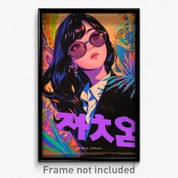 Korean Movie Poster - Girl Feeling Interest, Striking Purple Wings (Art Print)