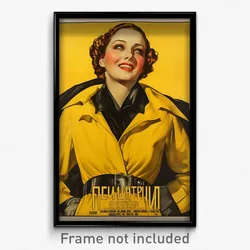 Russian Movie Poster - Woman Feeling Grinning, Sparkling Yellow Jacket (Print)