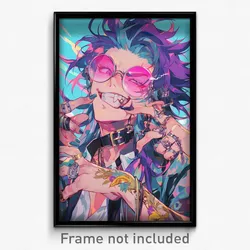 Anime Art Poster - Boy Feeling Smug Wearing Fluffy Multiple Piercings (Print)