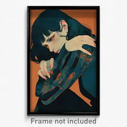 Movie Art Poster - Woman Feeling Grief, Jagged Striped Sweater (Film Print)