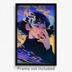 Movie Art Poster - Woman Feeling Idleness, Crazy Blue Sweater (Retro Film Print)