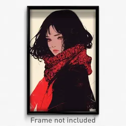 Art Poster - Girl Feeling Wrath Wearing Worldly Red Neckerchief (Art Print)