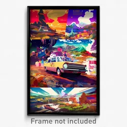 Icelandic Movie Poster - Rubbery Car (Iceland Psychedelic Art Retro Film Print)