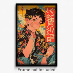 Chinese Movie Poster - Boy Feeling Self Caring, Unkempt Sleeveless Kimono