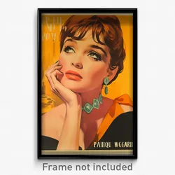 French Movie Poster - Woman Feeling Greed, Fluid Orange Choker (Art Print)