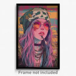 Icelandic Movie Poster - Girl Feeling Aggressive, Metallic Pirate Hat (Print)