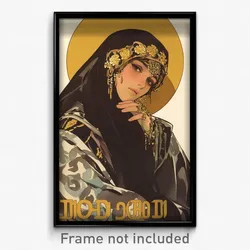 Russian Movie Poster - Girl Feeling Self Caring, Angelic Black Headwear (Print)