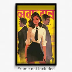 Bollywood Movie Poster - Girl Feeling Resignation, Adventurous Adjusting Necktie