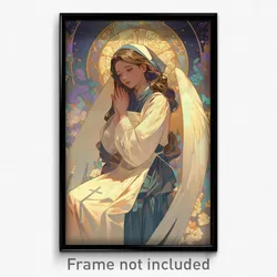 Art Poster - Woman Feeling Longing Wearing Angelic Apron (Art Print)