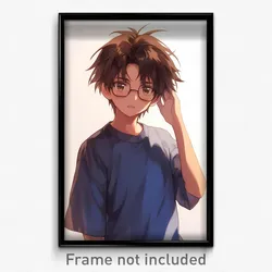 Anime Art Poster - Boy Feeling Neglect Wearing Rectangular Glasses (Print)