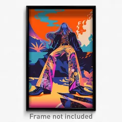 Icelandic Movie Poster - Man Feeling Ennui, Multicolored High Waist Pants