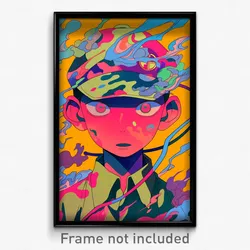 Anime Art Poster - Boy Feeling Perplexed Wearing Bronze Hat Ornament (Print)