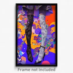 Art Poster - Woman Feeling Glumness Wearing Silver Lace Trimmed Legwear (Print)