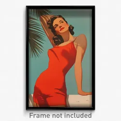 Spanish Movie Poster - Woman Feeling Humility, Wavy Red Bodysuit (Art Print)
