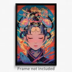 Anime Art Poster - Boy Feeling Calmness Wearing Lovely Headpiece (Print)