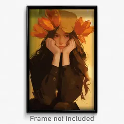 Art Poster - Girl Feeling Numb Wearing Merry Tulip Hat (Art Print)