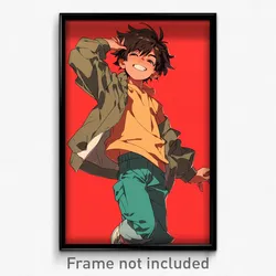 Anime Art Poster - Boy Feeling Resignation, Imaginary Jacket Around Waist