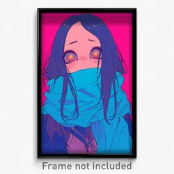 Anime Art Poster - Girl Feeling Neglect Wearing Glorious Blue Scarf (Print)
