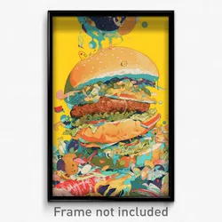 Art Poster - Conventional Hamburger (Psychedelic Trippy Weird 11x17 Print)