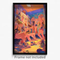 Art Poster - Outrageous Locker Room (Psychedelic Trippy Weird 11x17 Print)