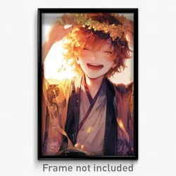 Anime Art Poster - Boy Feeling Enjoyment Wearing Yellowish Tiara (Print)