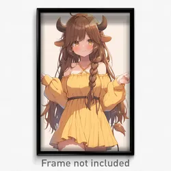 Anime Art Poster - Bison Feeling Confident Wearing Quaint Pleated Dress