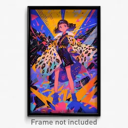 Anime Art Poster - Woman Feeling Optimistic Wearing Whimsical Waistcoat (Print)