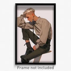 Art Poster - Boy Feeling Infatuation Wearing Smooth Grey Legwear (Print)