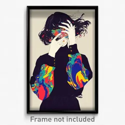 Art Poster - Woman Feeling Unhappy Wearing Crafty Ribbon Trimmed Sleeves (Print)