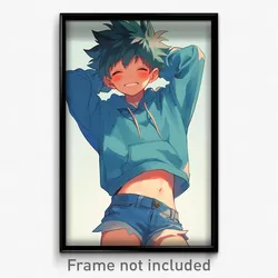Anime Art Poster - Boy Feeling Joviality, Admirable Cropped Hoodie (Print)