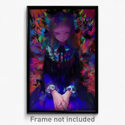 Anime Art Poster - Girl Feeling Troubled Wearing Heartfelt Frilled Dress (Print)