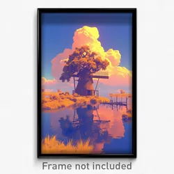 Art Poster - Cloudy Windmill (Psychedelic Trippy Weird 11x17 Print)