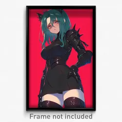 Anime Art Poster - Woman Feeling Miserliness, Striking Black Armor (Print)