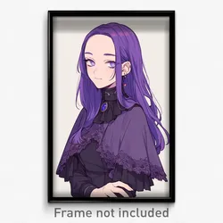 Anime Art Poster - Girl Feeling Passion, Mysterious Purple Capelet (Print)