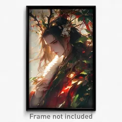 Anime Art Poster - Man Feeling Attraction, Merry Leaf Hair Ornament (Print)