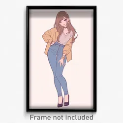 Anime Art Poster - Woman Feeling Pessimism Wearing Same Jeans