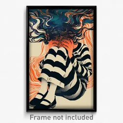 Art Poster - Woman Feeling Panicked Wearing Small Prison Clothes (Print)