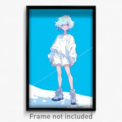 Anime Art Poster - Boy Feeling Suspense Wearing Messy White Shorts (Print)