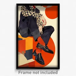 Art Poster - Man Feeling Amusement Wearing Rundown Frilled Socks (Print)